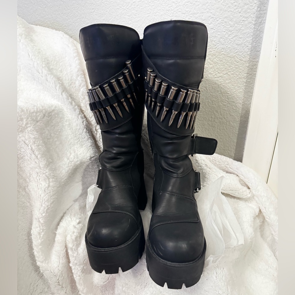 Darker Wavs Warp Bullet Combat Boots Black 11
